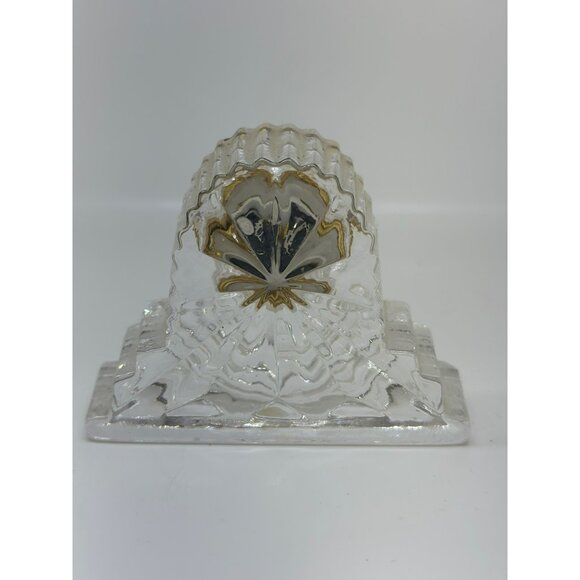 VTG Details Clear Glass MINI Clock Gold Trim Quartz Floral 2.75" NOT WORKING MCM - Picture 4 of 5